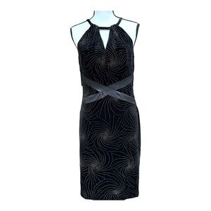 NWT Scarlett Black Velvet‎ Starburst Sleeveless Cocktail Party Shift Dres…